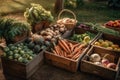 Harvest festival, beetroot, cabbage, broccoli, carrot, onions harvesting, Thanksgiving Day background, AI Generated