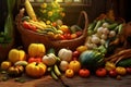 Harvest festival, pumpkin harvesting, Thanksgiving Day background, AI Generated