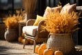 Harvest Festive Decor Outdoor decor celebrating autumn - stock photo concepts Royalty Free Stock Photo