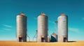 Harvest Hub Agricultural Silos in Wheat Field Panorama