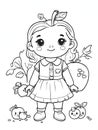 Harvest Maiden: An Apple Abundance (Coloring Page)