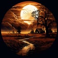 Harvest Moon: Eerie Glow in the Midnight Sky