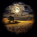 Harvest Moon: Eerie Glow in the Midnight Sky