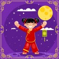 Harvest moon mid-autumn festival holiday asia china japan celebration flat esign vector illustration