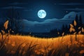 Harvest moon in the night sky vector background Royalty Free Stock Photo