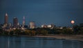 Harvest Moon Over Cleveland Royalty Free Stock Photo