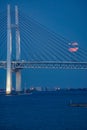 Harvest moon and the Yokohama Bay Bridge of the Mid-Autumn Festival Royalty Free Stock Photo