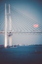 Harvest moon and the Yokohama Bay Bridge of the Mid-Autumn Festival Royalty Free Stock Photo