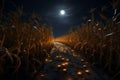 Harvest Moonlit Cornfield Moonlit scene over a