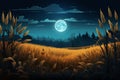 Harvest moonlit night vector background