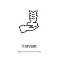 Harvest outline vector icon. Thin line black harvest icon, flat vector simple element illustration from editable farming and Royalty Free Stock Photo
