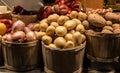 Harvest of potatoes and onions in a basket Royalty Free Stock Photo