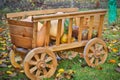 Harvest pumpkins in a wooden cart