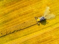Harvest of rapeseed field. Royalty Free Stock Photo