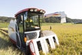 Harvest rice with a combine Royalty Free Stock Photo