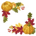 Harvest season and thanksgiving square frame elements in vector