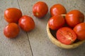 Harvest of tomatoes