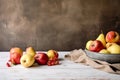 Harvest tones, apples on a wooden background Royalty Free Stock Photo