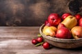 Harvest tones, apples on a wooden background Royalty Free Stock Photo