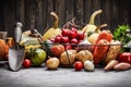 Harvest vegetables with herb kitchen garden Royalty Free Stock Photo