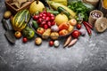 Harvest vegetables with herb kitchen garden Royalty Free Stock Photo