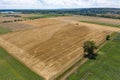 Harvested grain field in the Hessian Ried from above Royalty Free Stock Photo