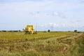 Harvester Machine on Paddy Field