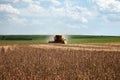 Harvester making harvesting soybean field - Mato Grosso State - Royalty Free Stock Photo