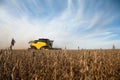 Harvester in soybean planting . Royalty Free Stock Photo