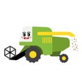 Harvester transportation cartoon character side view vector illustration