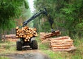 The harvester working in a forest. Royalty Free Stock Photo