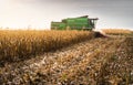 Harvesting of corn field with combine Royalty Free Stock Photo