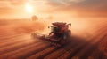 Harvesting Efficiency: High-Performance Modern Harvester at Work in the Field, Generative AI Royalty Free Stock Photo