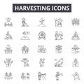 Harvesting line icons, signs, vector set, outline illustration concept