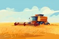 harvesting machine in the wheat field Royalty Free Stock Photo