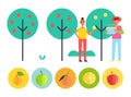 Harvesting People and Trees Vector Illustration