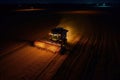 Harvesting after planting at the end of the growing season. Workers gather ripe produce. Soybean wheat corn sunflowers