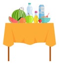 Harvesting Products, Fruit and Drink Sale Vector