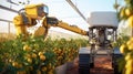 Harvesting robot with automatically detecting of the ripeness of plants. An agricultural robot working in the greenhouse. Future