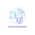 Harvesting robots blue gradient concept icon