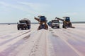 Harvesting salt in a salty lagoon, Royalty Free Stock Photo