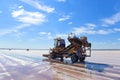 Harvesting salt in a salty lagoon, Royalty Free Stock Photo