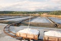 Harvesting sea salt at Secovlje salt plants,