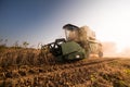Harvesting of soy bean field with combine Royalty Free Stock Photo