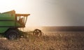 Harvesting of soy bean field with combine Royalty Free Stock Photo