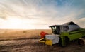 Harvesting of soy bean field with combine Royalty Free Stock Photo