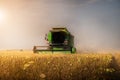 Harvesting of soybean field with combine Royalty Free Stock Photo