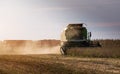 Harvesting of soybean field with combine Royalty Free Stock Photo