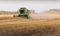 Harvesting of soybean field with combine Royalty Free Stock Photo