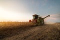 Harvesting of soybean field with combine Royalty Free Stock Photo